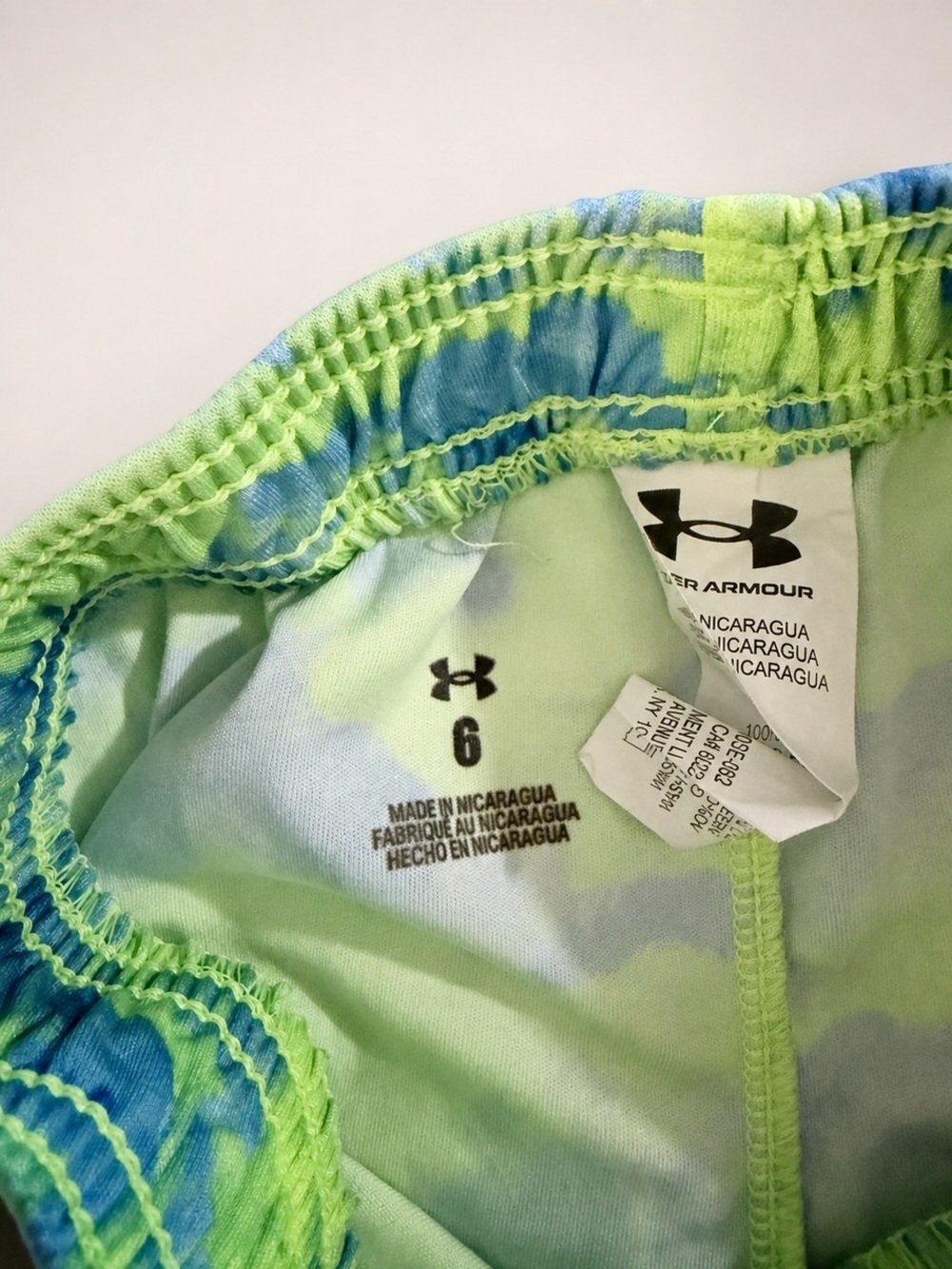 Under Armour Lime Green and Blue Tie-Dye Athletic Shorts - Picture 2 of 3